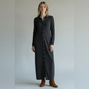 Faherty Charcoal Long Sleeve Maxi Dress